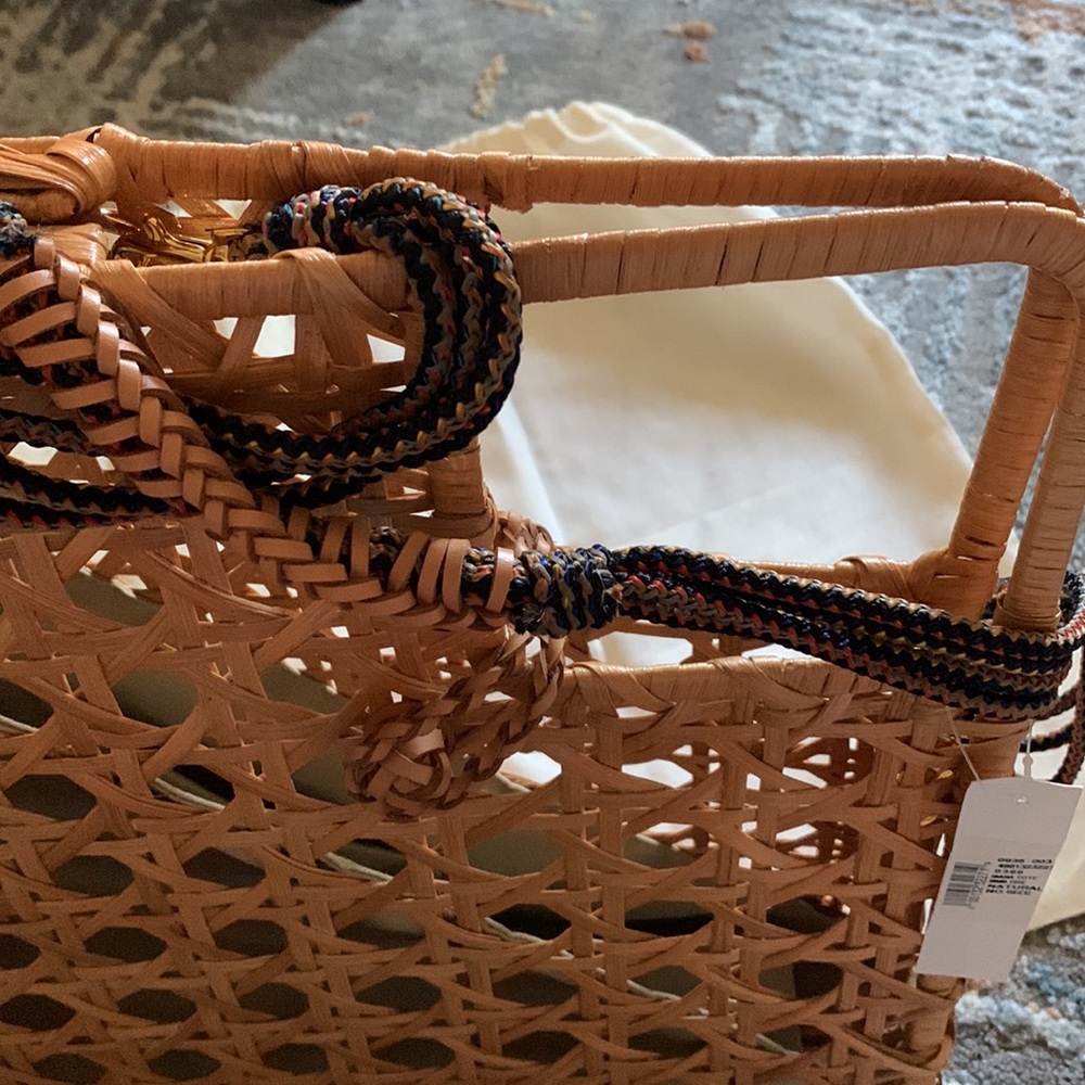 NWOT ARANÁZ Tan Woven Rattan Crossbody Bag - Picture 5 of 10
